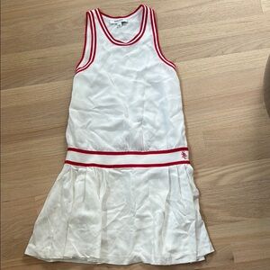 Sporty and Rich drop waist White Dress with Red Accents